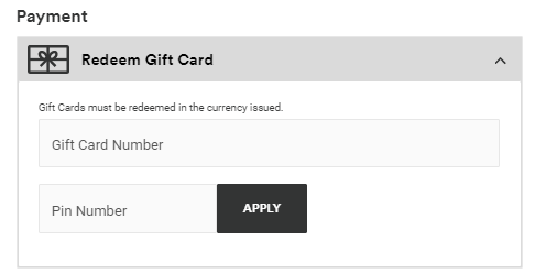 Gift Card Balance Check and Redeem